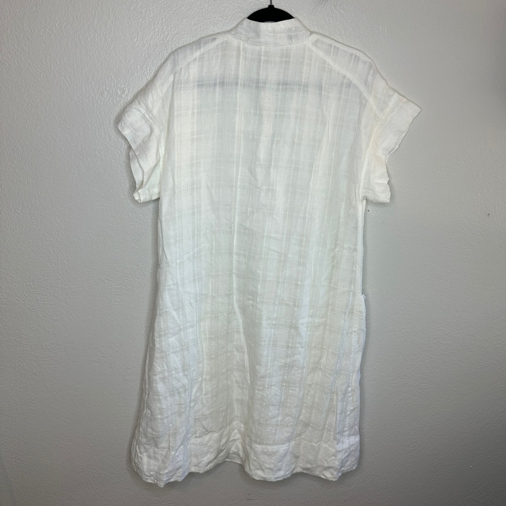 Banana Republic Laurel Linen-Cotton Utility Dress V-Neck Shift Size Medium - Picture 3 of 6